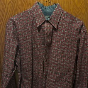 Wrangler 20X Vintage Burgundy Diamond Pattern Men's Shirt